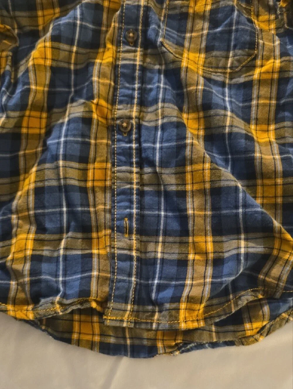 Carter's Navy and Yellow Plaid Casual Button-Down Shirt 3T